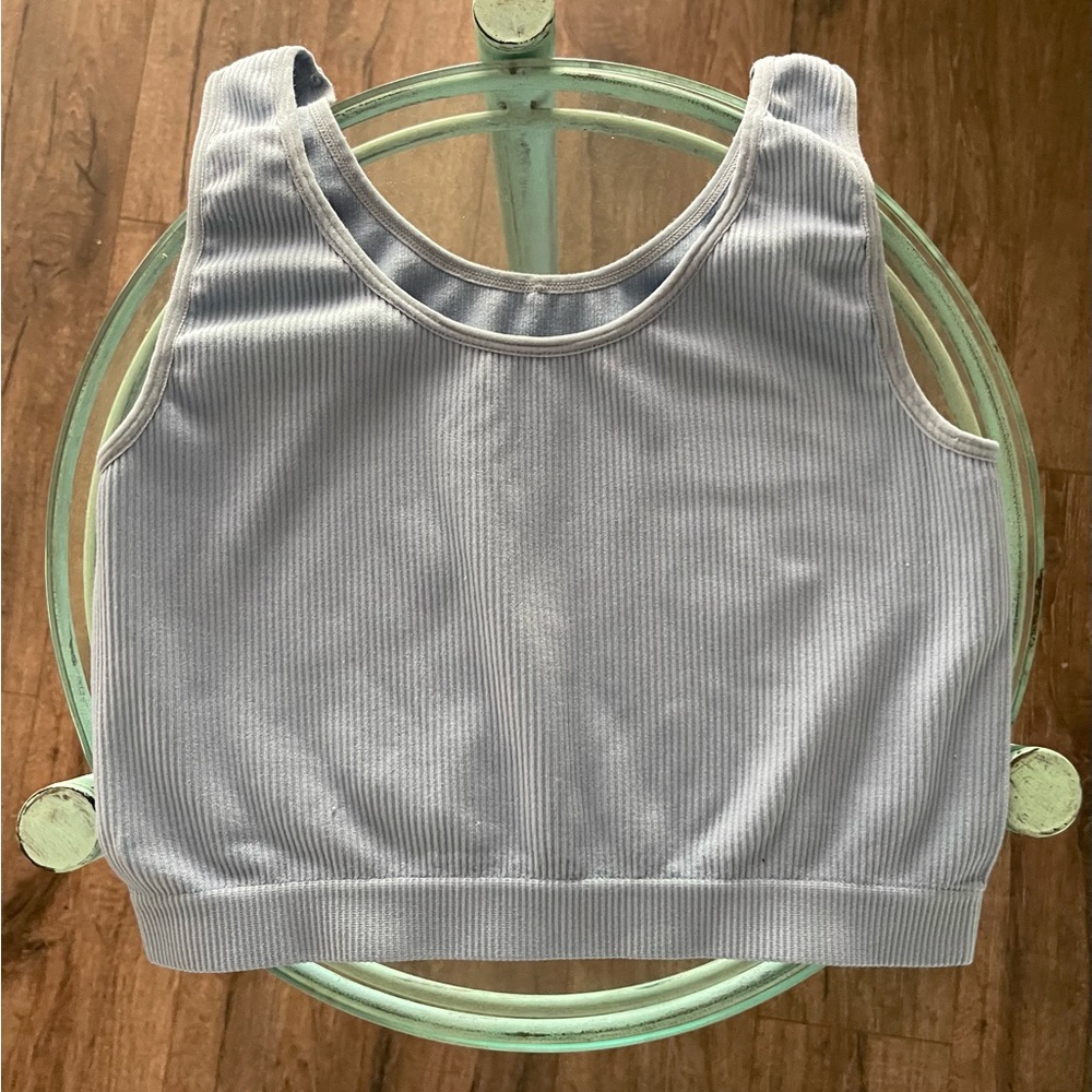 Gray Ribbed Women's Tank Top